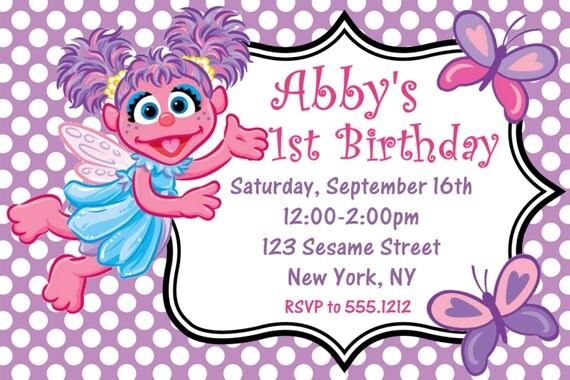 Sesame Street Abby Cadabby Birthday Party Invitation