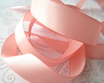 Peach Satin Ribbon 5/8 -- 3 yards -- 16mm -- Blush Pink