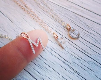 ... Gold Diamond Letter Necklace - Genuine Diamond Letter Necklace