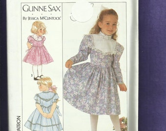 Vintage 1989 Simplicity 9738 Gunne Sax Country Western Dresses for Little Girls Sizes 3 to 6