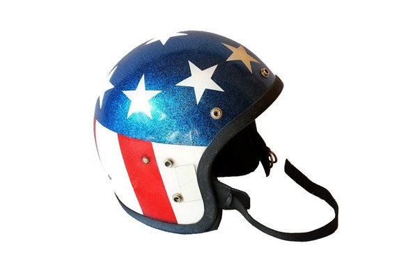 Vintage 1970s Stars and Stripes Motorcycle Helmet
