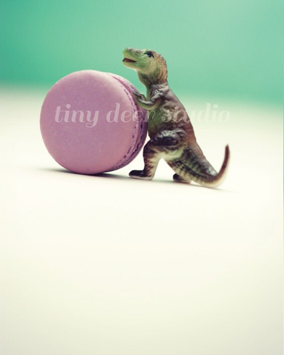 Macaron Baby -Tiny T-Rex Thief 8x10 PRINT