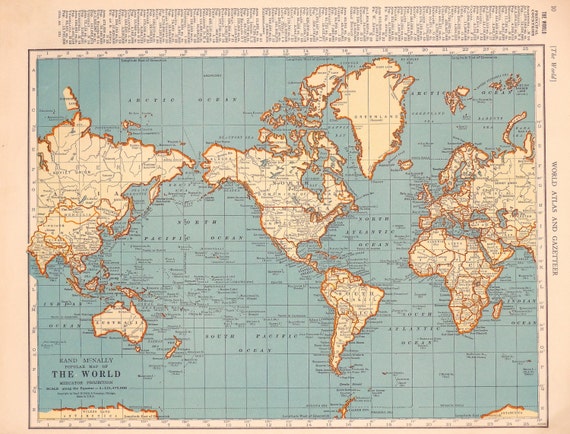 1939 The World Vintage Atlas Map by oddlyends on Etsy