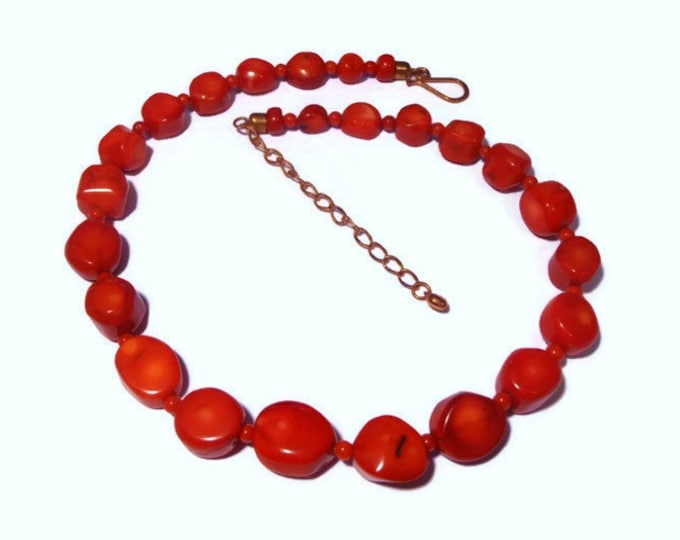 Jay King necklace DTR signed red bamboo coral with adjustable length
