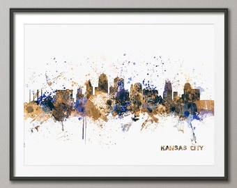 Kansas City Skyline Cityscape Art Print (1021)
