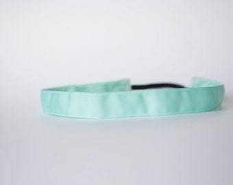 No Slip Headband Aqua Grosgrain 3/8", 5/8", or 7/8"