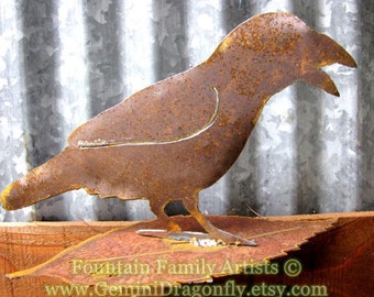 Rusty Crow Raven Metal Garden Art Recycled