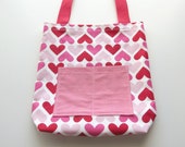 Heart Tote Bag / Book Bag with Pockets / Cloth Gift Bag / Eco-friendly Wrapping / Fabric Bag / 13.25 x 15 inches Il_170x135