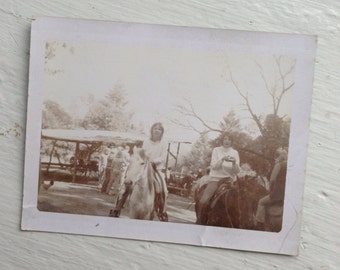 Original Vintage Photograph Girls Take a Trail Ride