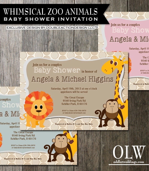 Zoo Animal Baby Shower Invitations 9