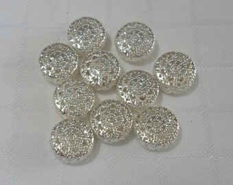 274 Perle en filigrane, rond, argenté, 19mm x 8.5mm trou 1.5mm (10 pièces)