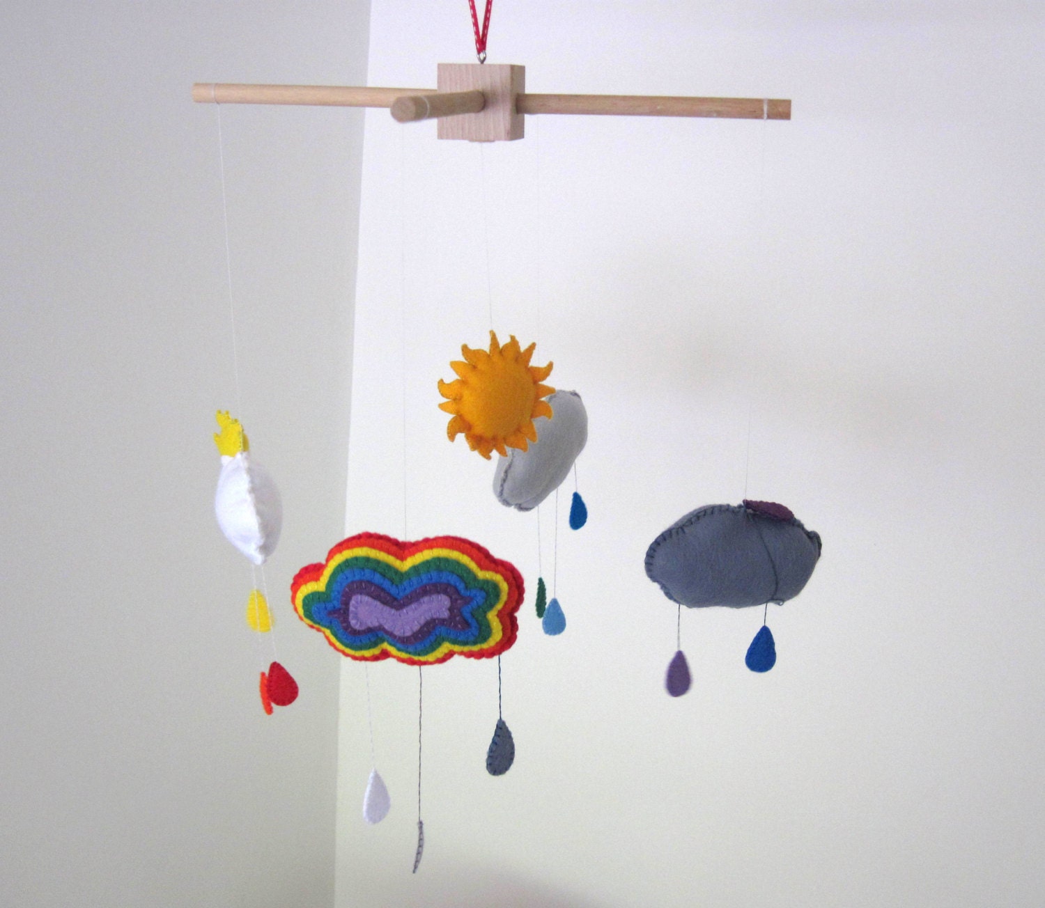 Rainbow Felt Mobile Wool Felt Baby Mobile for by GracesFavours