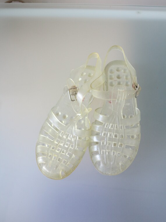 Vintage Jelly Clear Glitter Jellies Sandals Fisherman 8 Tumblr