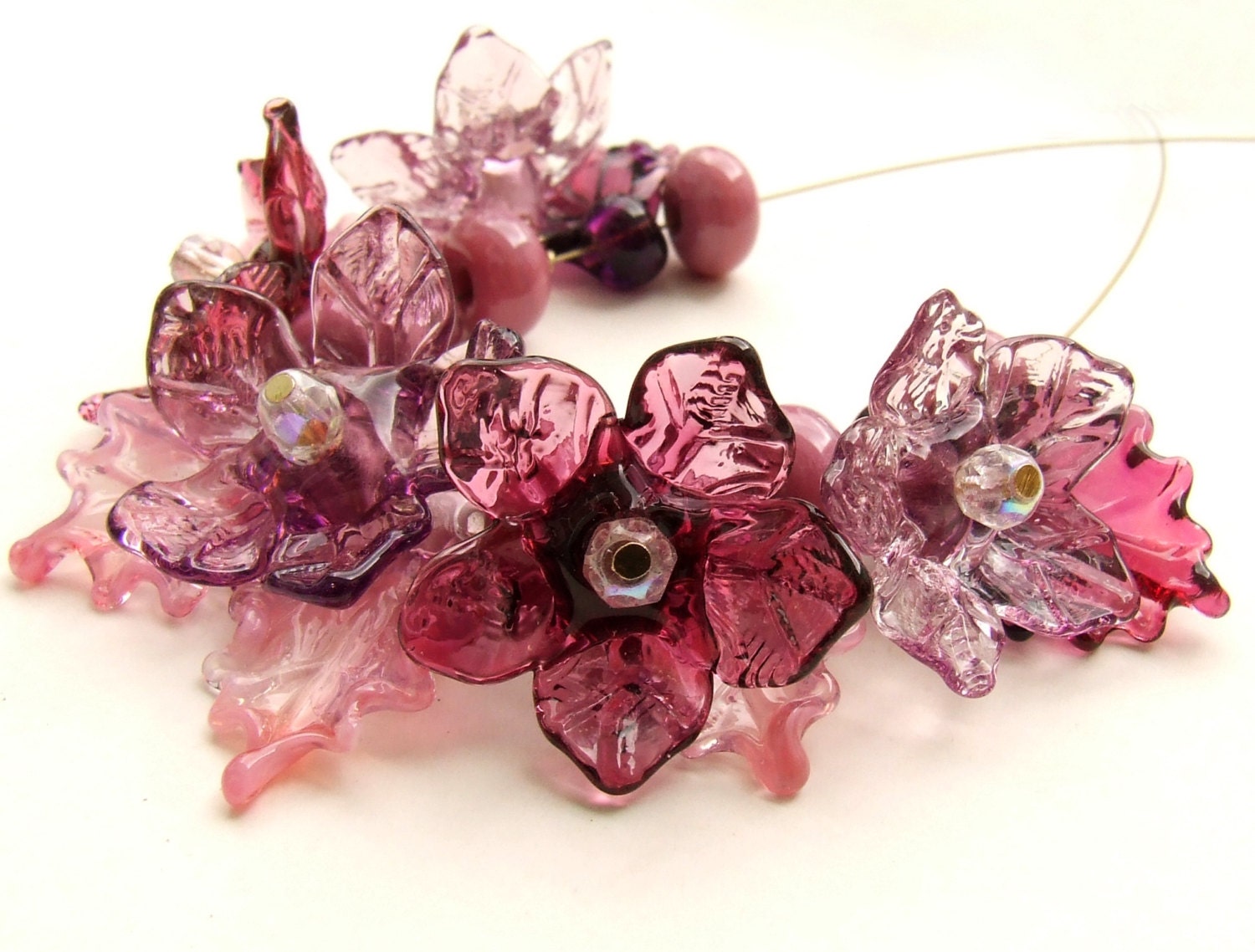 Lampwork Glass Flower Beads for Jewelry Making A Romantic