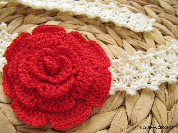 crochet pattern headband download Red Crochet CROCHET Headband, Headband PATTERN Flower Baby Rose