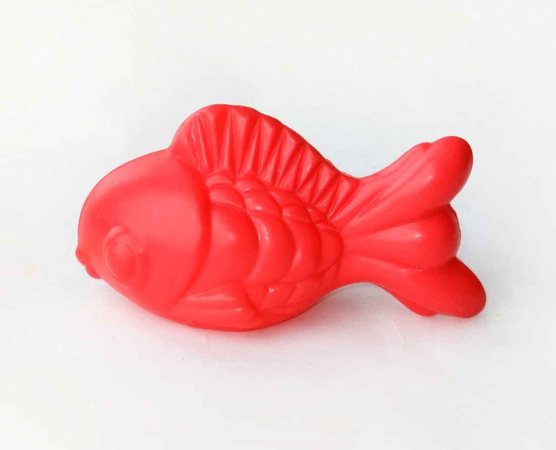 Vintage Red Fish Plastic Toy for Home Decor USSR Toy Fish