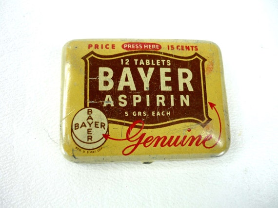 Vintage Bayer Aspirin Tin Small Travel or Pocket by ChromaticWit