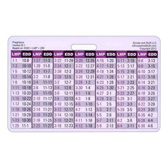 Pregnancy Wheel Chart Badge Card Reference Horizontal for