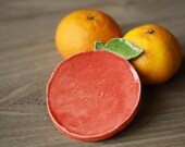 Ceramic Orange Dish Eco Friendly Plate Round Spoon Rest in Recycled Paper Box