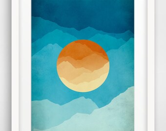 Mid Century Modern Art, Large Wall Art, Scandinavian Art, Abstract Print, Mountain Art, Minimalist Art, Wall Art Print, Modern Minimalist