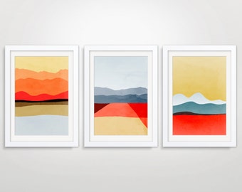 Mid Century Modern Art Large Abstract Wall Art Mountains