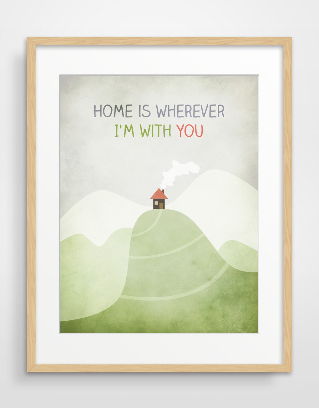 Home is wherever I'm with you Large Wall Art Typographic