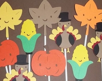 set of 12 thanksgiving cupcake toppers fall decorations fall cake toppers turkey - Harvest Decorations set of 12 thanksgiving cupcake toppers fall decorations fall cake toppers turkey - Harvest Decorations