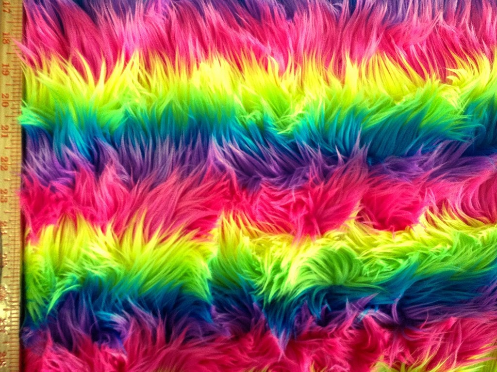 60'' Wide Faux Fur Luxury Shag Multi Color Neon