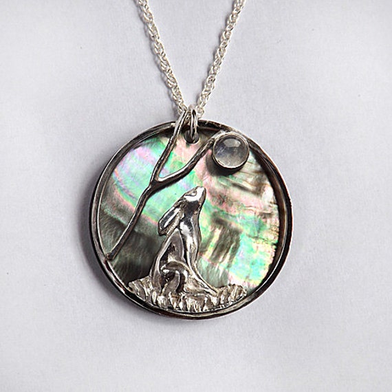 Moongazing Hare Pendant In Fine And Sterling Silver by SylphSilver
