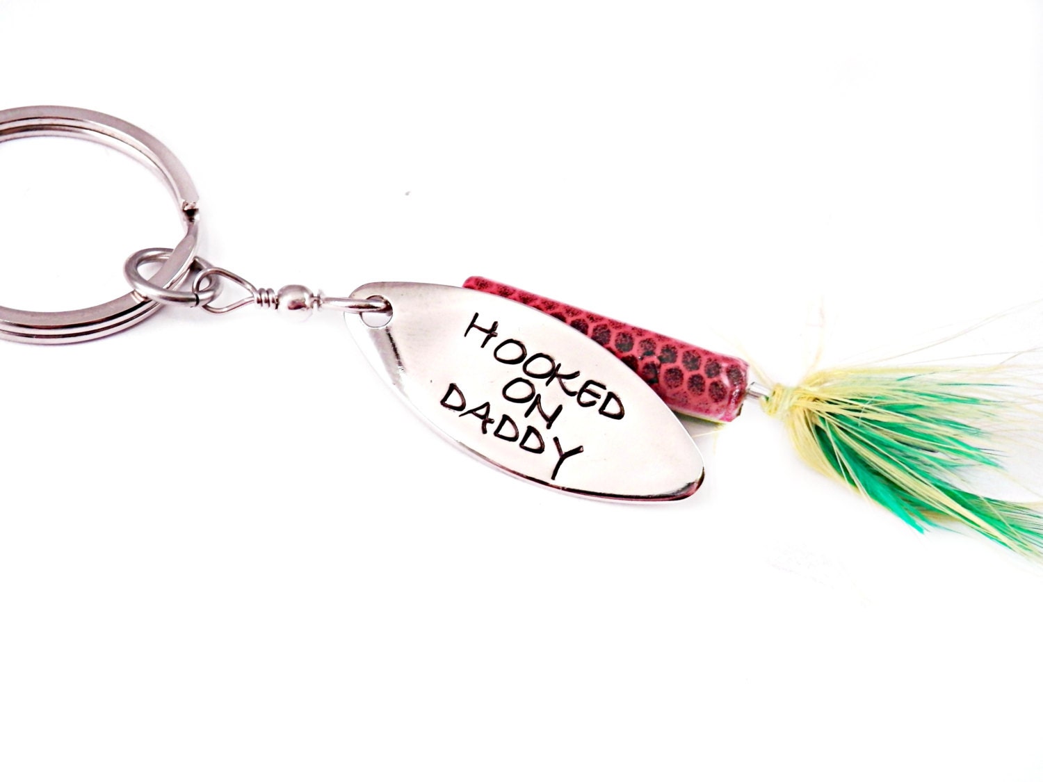 Personalized Fishing Lure Key Chain Hand Stamped by Stampressions