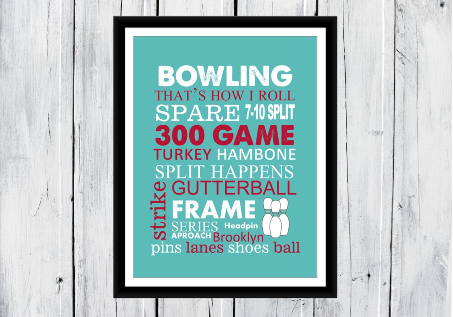 Bowling Word Art 8x10 Print CANVAS AVAILABLE