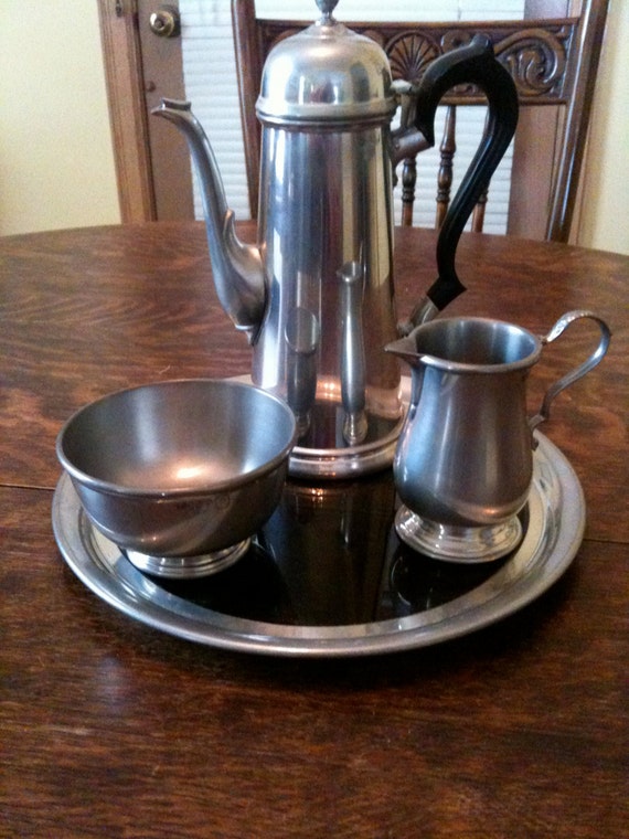 Vintage Four Piece Towle Pewter Coffee Set Tea Set by quinntrading