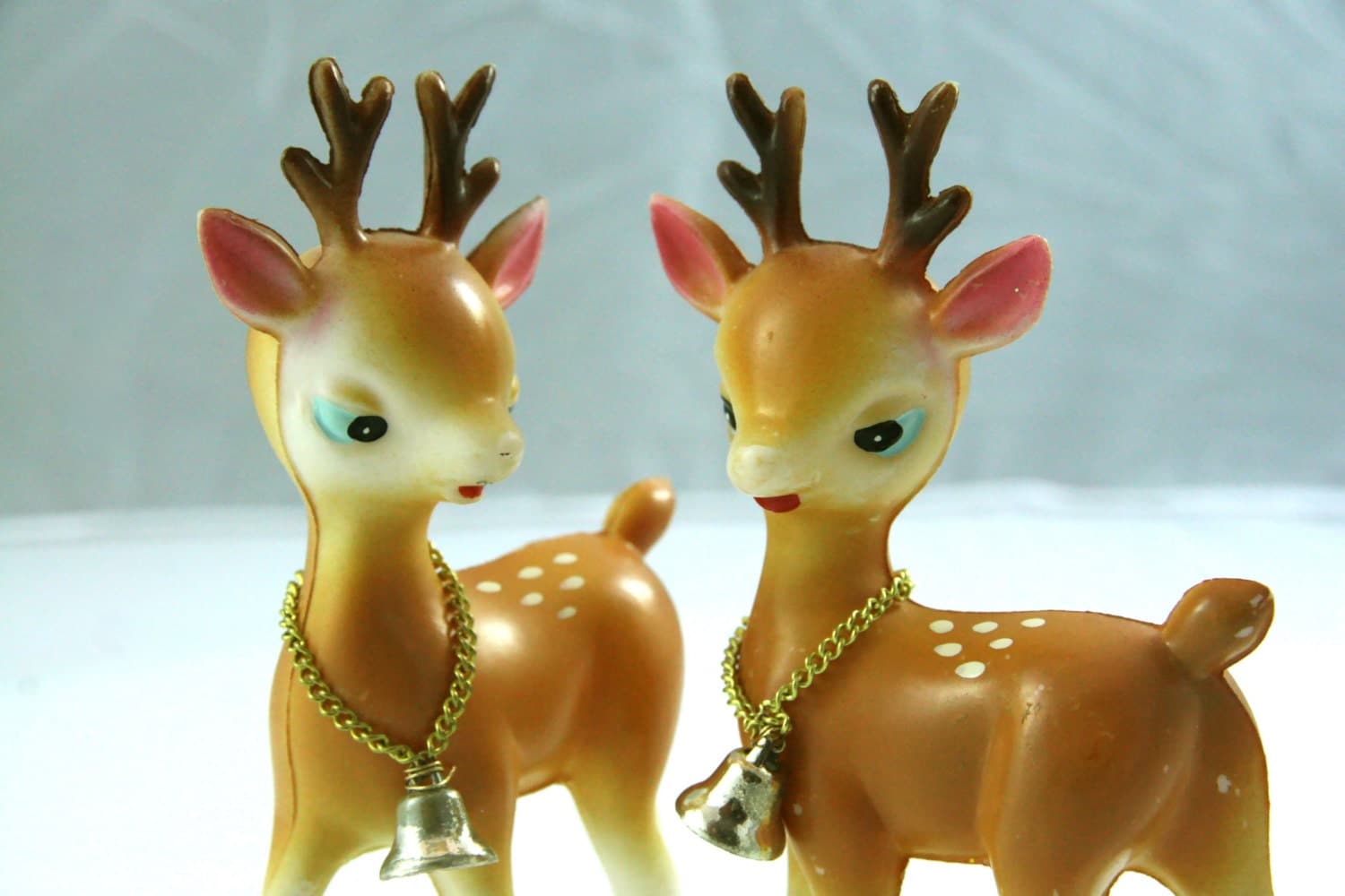 Mid Century Plastic Reindeer Pair 1960s or 70s Brown Deer