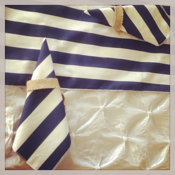 Striped Navy Blue and White Napkins Preppy Nautical