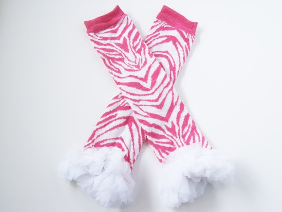 Hot Pink Zebra Leg Warmers Baby Leg Warmers Chevron by BirdyBows