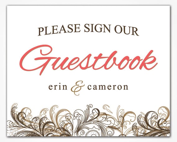 Rustic Guest Book Sign - PRINTABLE DIY Digital File Sign - Please Sign Our Guestbook - Fall Autumn Wedding Decor - Scroll Collection Il_570xn