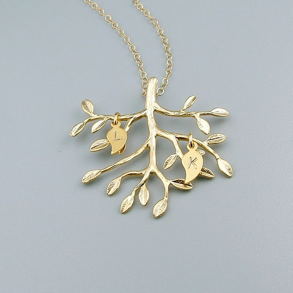 Personalized Gold Tree Necklace 14k gold filled chain Tree