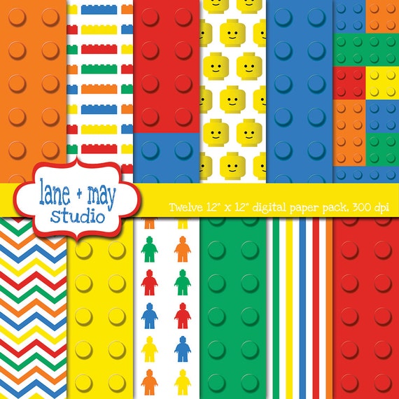 Items similar to lego themed digital scrapbook papers on Etsy