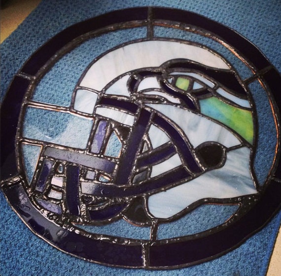 Items similar to NFL helmet stained glass panel (seahawks shown) on Etsy