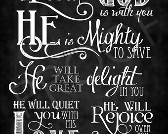 Scripture Art Matthew 25:34-36 Chalkboard Style