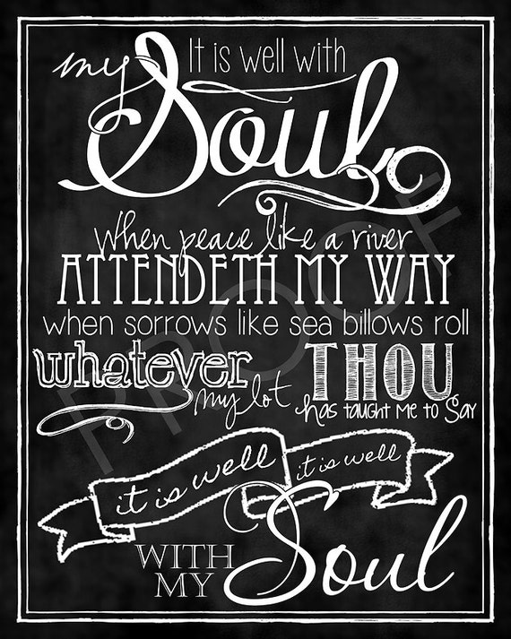 Art: It Is Well With My Soul Hymn chalkboard style