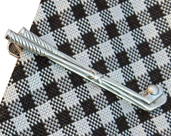 Golf Tie Bar, Tie Clip for Golfer, Silver Golf Club Clip