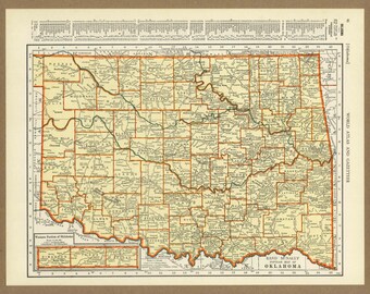 Popular items for map of oklahoma on Etsy