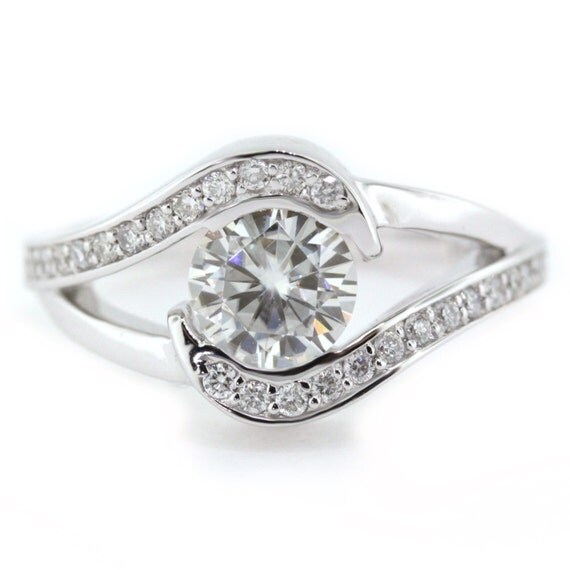 Bypass Moissanite Engagement Ring Diamond Setting