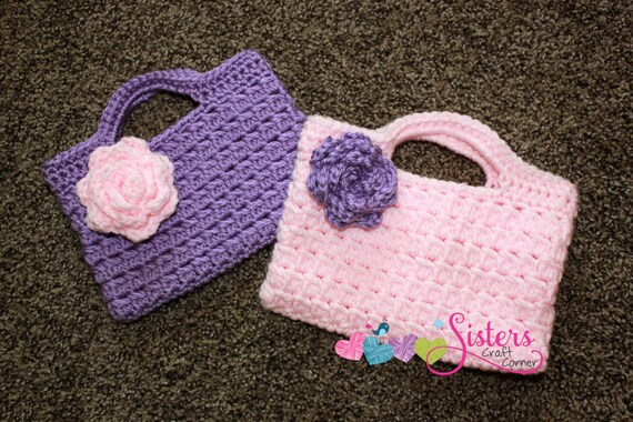 Small Crochet Handbag with Flower - Custom Purse - Custom Crochet ...
