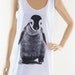 Penguin Tshirt (Size M) Animal Tank Top Penguin Tank Top Women Shirt Dress Shirt White Tank Sleeveless