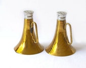 Vintage Brass Salt & Pepper handles Glass Inserts