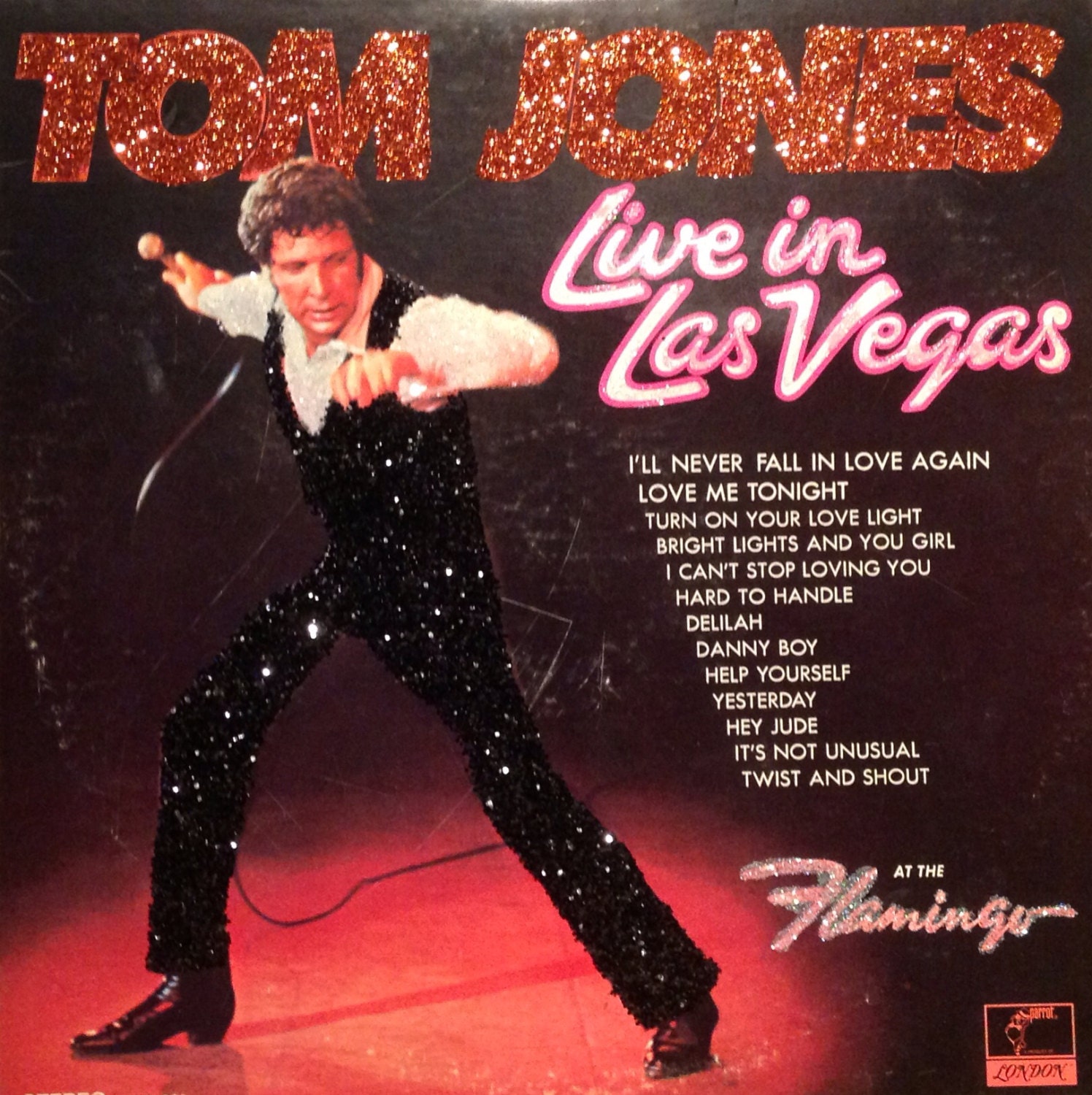 Glittered Tom Jones Live In Las Vegas Vinyl Record Album