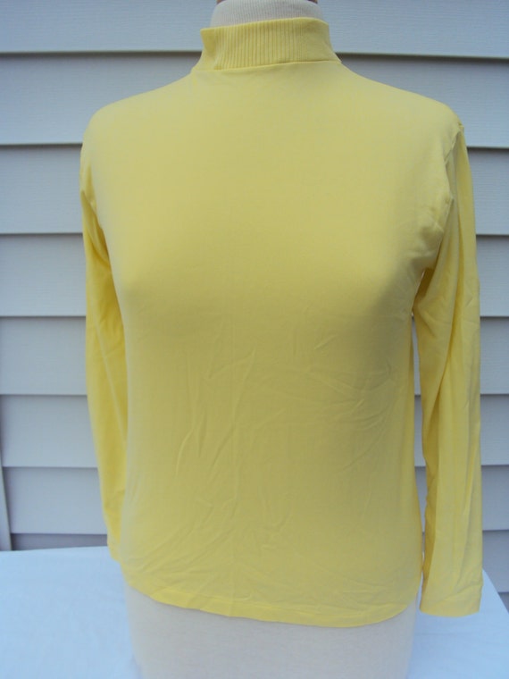 Ladies Long Sleeve Yellow Nylon Turtleneck c. 1970's