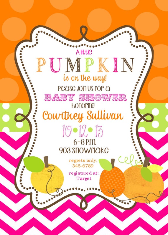 Pumpkin Baby Shower invitations printable or digital file